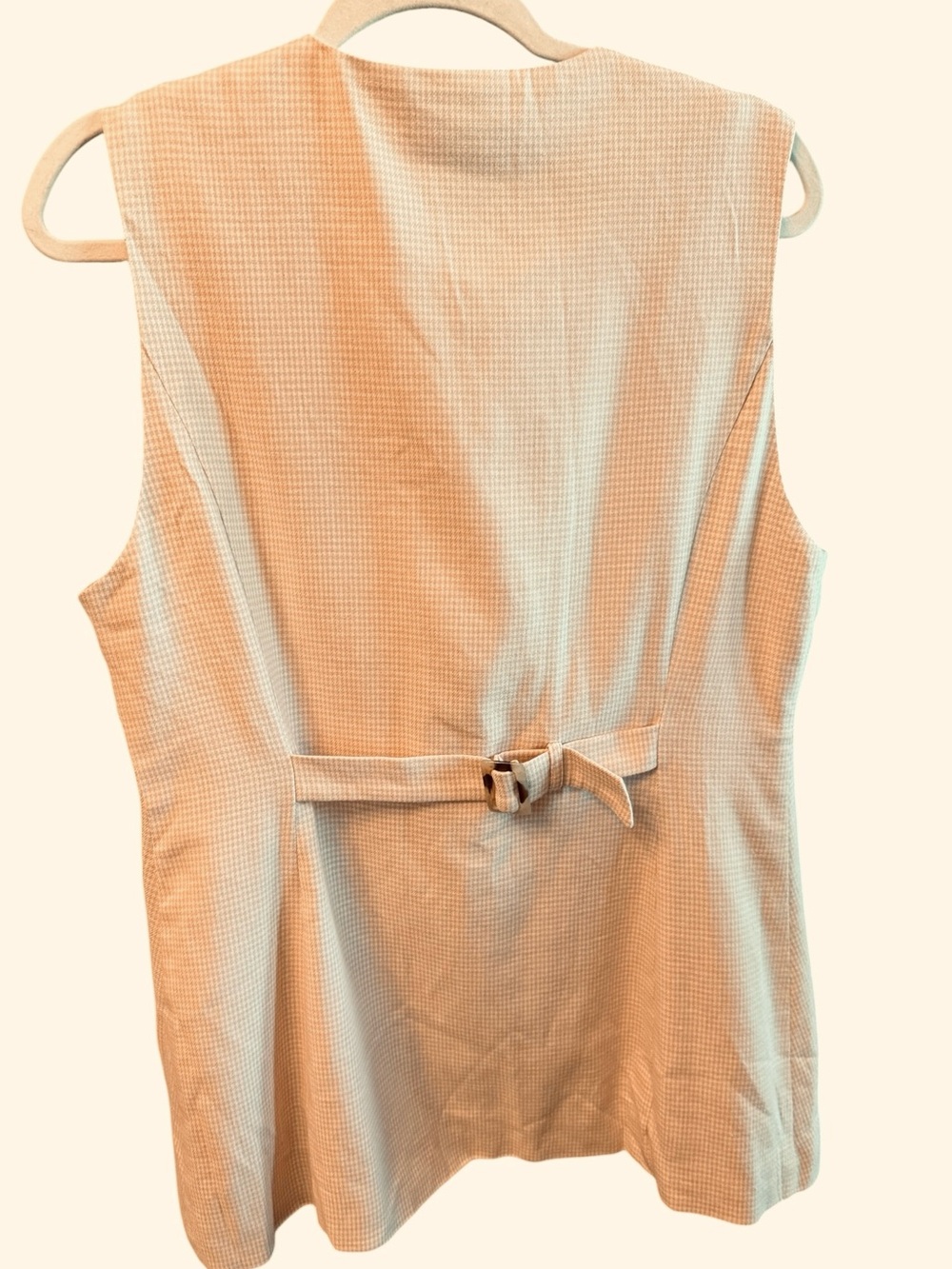 Bagatelle Gingham Wheat Longline Linen Blend Vest Size Lg - Picture 5 of 11